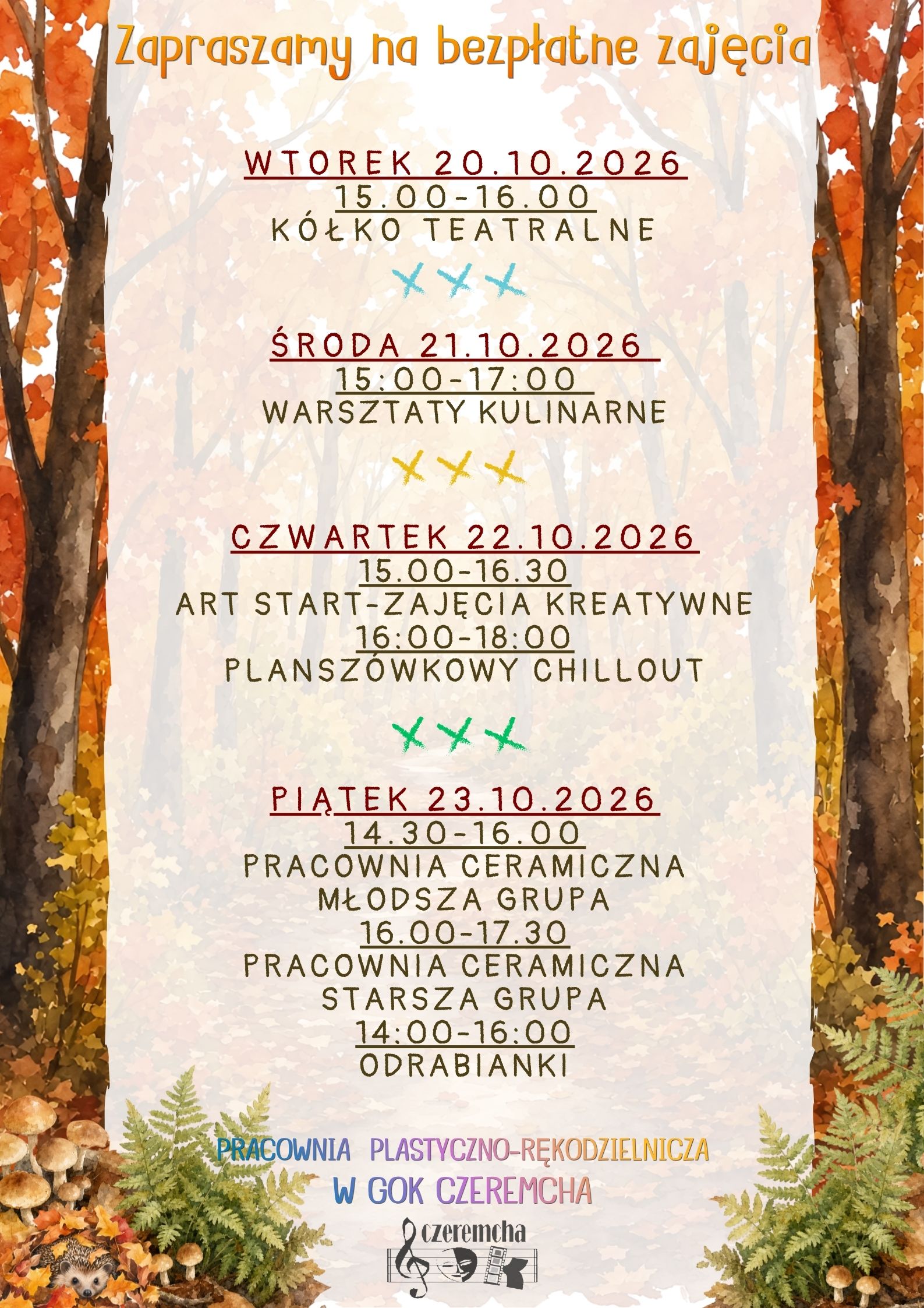 Plan zajęć 20-23.10.2026